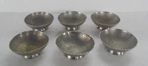 6 Pc Vintage Handcrafted Inlay Engraved Ice Cream/Dry Fruit Brass Bowls - Picture 1 of 8