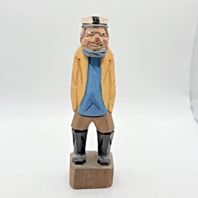 Vintage Hand Carved Wooden Sea Captain Figurine Nautical Maritime Folk Art 8" - Image 1 of 4