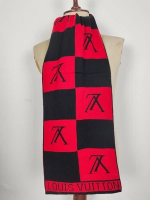 Louis Vuitton genuino vintage rojo/negro lana invierno bufanda bufandas Foto 1 de 4