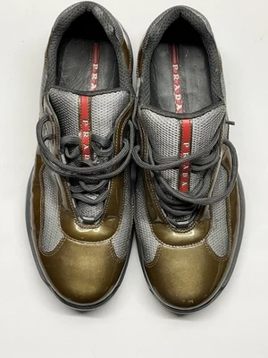 Prada Americas Cup charol oliva zapatillas zapatos vintage se adapta a los hombres 10 Foto 1 de 4