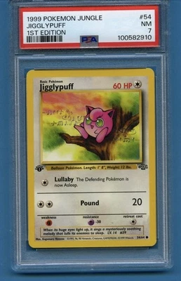 1999 Pokemon Jungle TCG Jigglypuff 1st Edition Common PSA 7 NM-Mint 54/64 - Image 1 of 2
