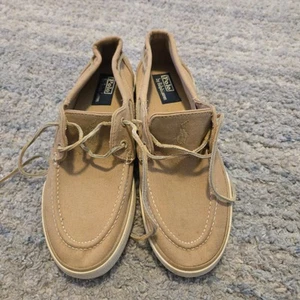 ZAPATILLAS POLO RALPH LAUREN PARA HOMBRE TALLA 8.5 D COLOR CAQUI TOSTADO MODA LIJADORA LONA - Imagen 1 de 7