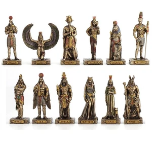 Veronese Design Egyptian Gods Resin Figurine Bronzed Statue, 12 PCs - Picture 1 of 8