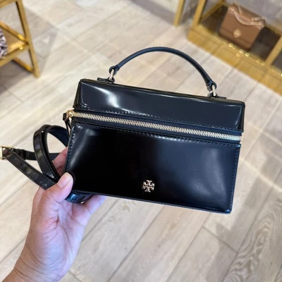 Tory Burch Emerson Vanity Bag Smooth Leather 176971 Black $395 - Image 1 of 4