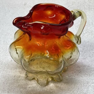 Brocca vintage in vetro soffiato Kanawha Amberina lobulato brocca in vetro soffiato - Foto 1 di 7