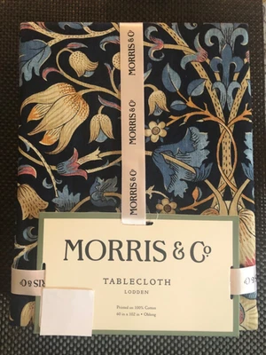 MORRIS & Co Lodden Navy Blue Floral 60 x 102" Cotton Tablecloth -- NWT - Image 1 of 3