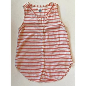 Old Navy Striped Linen Blend Button-Front Sleeveless Blouse Sz S natural fiber - Picture 1 of 8