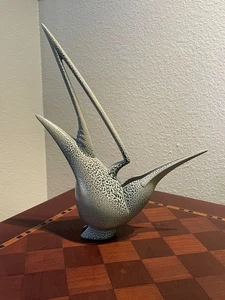 Anthony Theakston Studio Pottery – Tall Egret Form Pitcher, Speckled Green Glaze - Picture 1 of 9