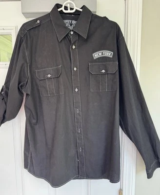 Men’s Long Sleeve Black Button Down Eighty Eight “New York” Shirt Large - Image 1 of 4