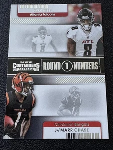 JA'MARR CHASE / KYLE PITTS ROOKIE ROUND 1 NUMBERS 2021 PANINI CONTENDERS RC - Picture 1 of 2