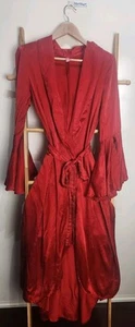 Peter Alexander Red Silk Split Bell Sleeve Belted Dressing Gown S/M - Picture 1 of 15