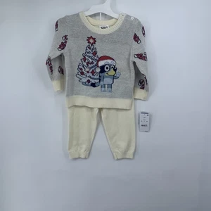 NWT Bluey Christmas Knit Sweater and Pant set Disney Baby 12 Months - Picture 1 of 7