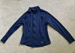 Under Armour Jacket Womens Large Navy Blue HeatGear Full Zip Fitted Lightweight - Picture 1 of 7
