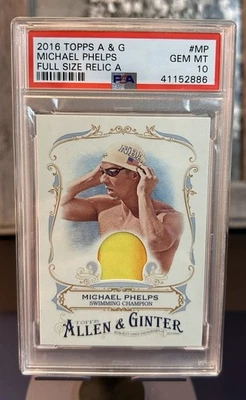 2016 Topps Allen & Ginter #FSRA-MP Michael Phelps Memorabilia Relic Patch PSA 10 - Image 1 of 2