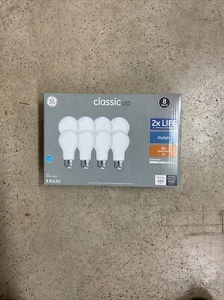 GE Classic LED A19 Medium Base Dimmable 40W 8 Bulbs New - Picture 1 of 1