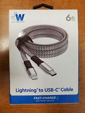 Just Wireless Apple Lightnin to USB-C Cable 6 ft. Fast Charge NEW E7D