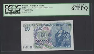 Sweden10 Kronor 1968 Commemorative Issue P56a Uncirculated Graded 67