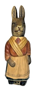 VISCOLOID CELLULOID EASTER BUNNY RABBIT WEARING APRON w/ RATTLE 6"T - Picture 1 of 9