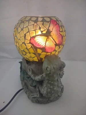 9" Resina Ranas Base Mariposa Vidrio Mosaico Vidrio Taple Lámpara Foto 1 de 4
