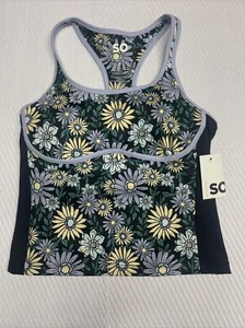 Juniors’ SO Sporty Crop Tank Top In Black Green Floral - Size Small NWT - Picture 1 of 3