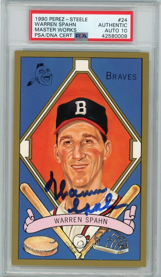 Warren Spahn Signed Perez Steele Master Works - PSA DNA 10 - Image 1 of 1