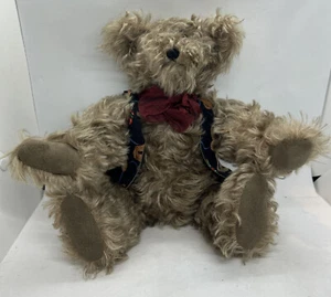 Vintage 12” Mohair Artist Bear By Kathy Rockol German Glass Eyes Suede Paws Vest - Picture 1 of 7