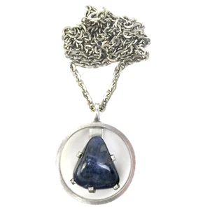 Jorgen Jensen Designer Zinn Collier Sodalith Denmark Vintage Pewter Necklace - Bild 1 von 7