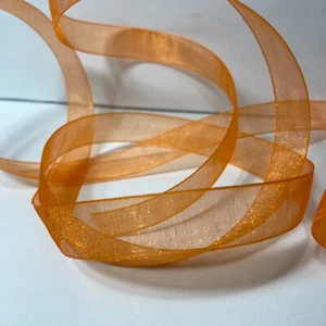 Sheer Organza Ribbon Bright Orange 5/8" x 45' Nicole & Co. Nylon (1) Roll - Picture 1 of 12