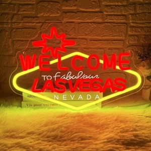 Willkommen in Las Vegas LED Leuchtschild umweltfreundlich hell - Bild 1 von 2