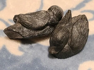 Wolf Original Inuit Soap Stone Duck Carvings Pair Canada - Picture 1 of 7