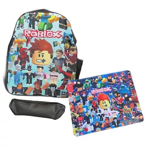 Light Blue Roblox 17 inches Backpack Bag for Kids with Pencil Bag And Mouse Pad - Picture 1 of 14