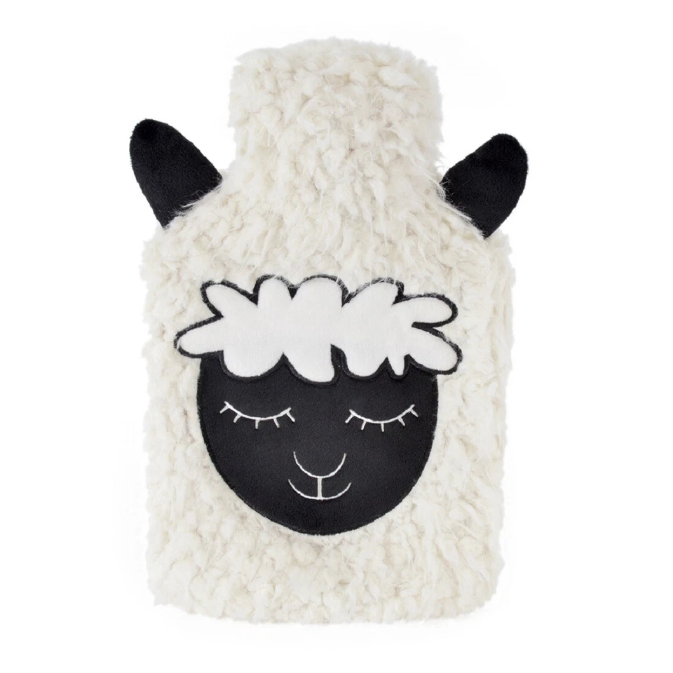 2 Litre Hot Water Bottle with Removable Fluffy Fleece Lamb / Sheep Face Cover - Image 1 of 1