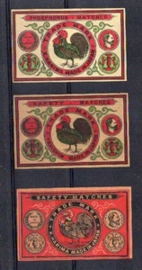 Streichholzschachtel Etiketten China oder Japan mit Huhn Geflügel Hahn Bilder #091 - Bild 1 von 1
