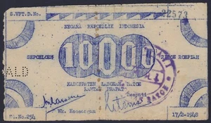 Indonesia 10.000 rupiah 1948, local Rantau Prapat issue R - Picture 1 of 2