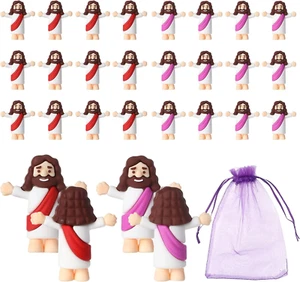 Mini Jesus Figurines in Bulk 24 Pack with Storage Bag, Little Jesus Figures Pock - Picture 1 of 12