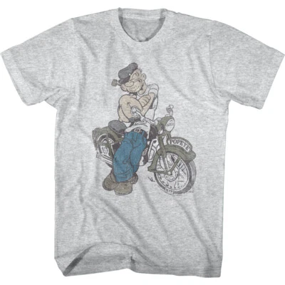 Popeye The Sailorman Vintage Motorcycle Men's T Shirt Biker Gang Cartoon Comic - Image 1 of 3