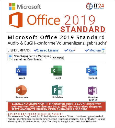 Microsoft Office mac 2019, Lizenz + Key für MAC,  Dauerlizenz kein Abo - Bild 1 von 1