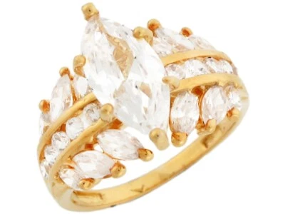 10k or 14k Yellow Gold Fancy Marquise CZ Engagement Ring with Unique Detail - Image 1 of 4