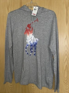 Neu mit Etikett Small Polo Ralph Lauren LS grauer leichter Hoodie für Herren großes Pony Schule - Bild 1 von 6