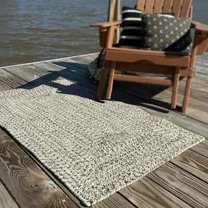 Capel Rugs Waterfront Indoor/Outdoor Concentric Rectangle Braided Rug Driftwood - Picture 1 of 4
