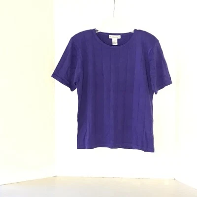 Dressbarn женщин фиолетовый короткий рукав ребристый вязаный топ рубашка блузка размер большой - Изображение 1 из 4