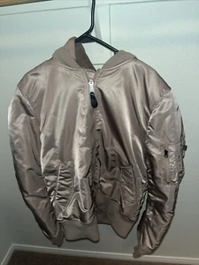 ALPHA INDUSTRIES Womens MA-1 Natus Hooded Bomber Jacket Pink Size XL - Picture 1 of 17