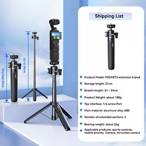 Aluminum Extension Monopod Pole Tripod Selfie Stick For DJI Osmo Pocket 3 Camera - Picture 1 of 16