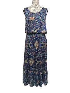 Laura Guidotti Silk Blend Floral Dress Anthropologie Large Coastal Chic - Picture 1 of 9