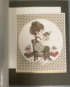 VINTAGE HENRI LAFAYETTE SALESMAN SAMPLE SWEET HOLIDAY MISS GIRL GREETING CARD - Picture 1 of 3