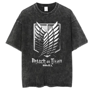 Shingeki no Kyojin Attack on Titan Anime T-Shirt Shirt Vintage Washed Baumwolle - Picture 1 of 6