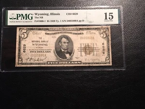 National bank note Wyoming Illinois PMG15 fine rare but stained - Picture 1 of 4
