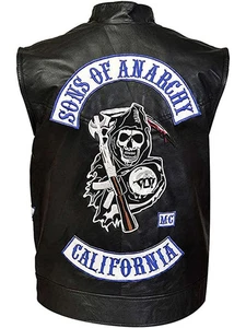 New Sons of Anarchy Biker Vest | SOA Motorcycle Highway Gangs Real Leather Vest - Picture 1 of 4