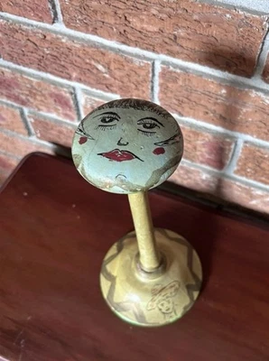 Vintage Hand Painted Hat Stand with Face Funky Folk Art - Image 1 of 4