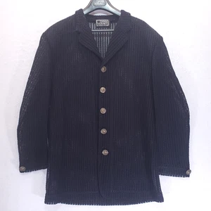 VTG Versace Couture SP/S 1994 Cord Knit Mesh 5 Greek Medusa Button Blazer Italy - Picture 1 of 20